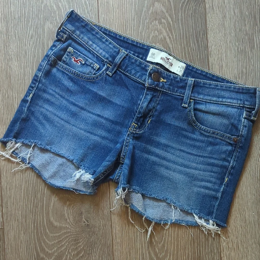 Hollister Blue Jean Shorts Distressed Cut-Off Style Super Short - Picture 1 of 4